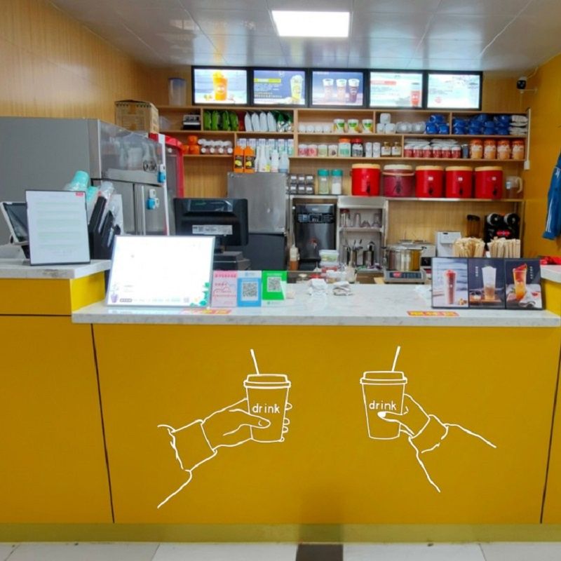 Tranh mica dán tường dán nổi drink trang trí quán cafe, trà sữa
