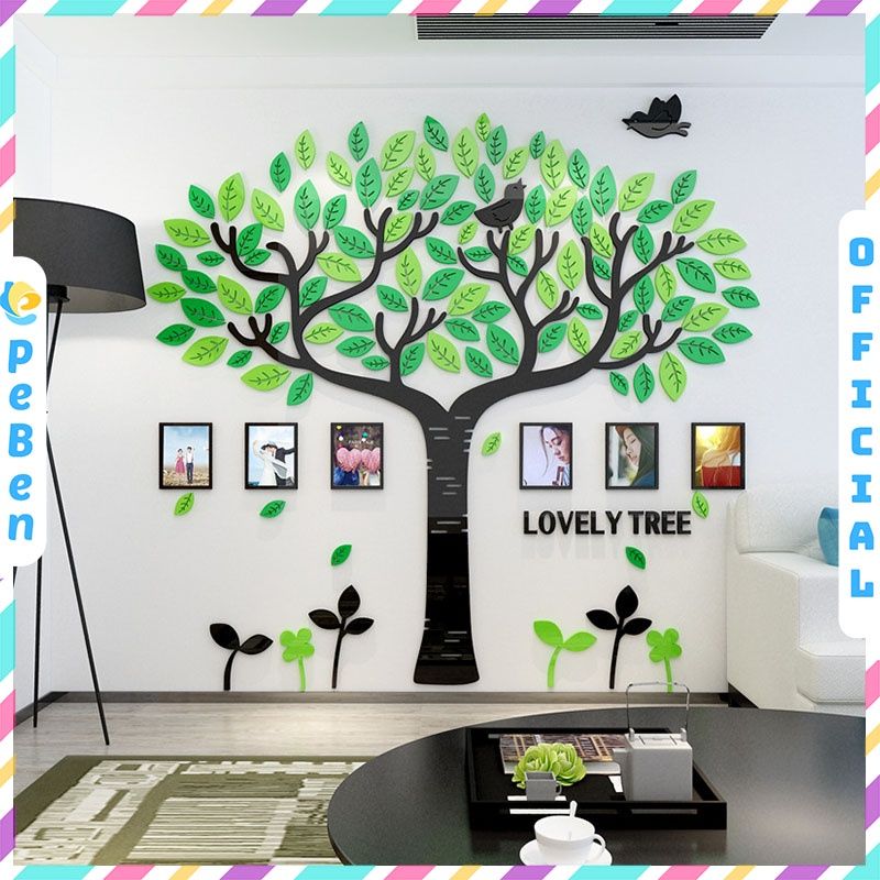 Tranh mica EPeBen dán tường nổi 3d hình cây tình yêu khung ảnh decor trang trí phòng làm việc, phòng họp