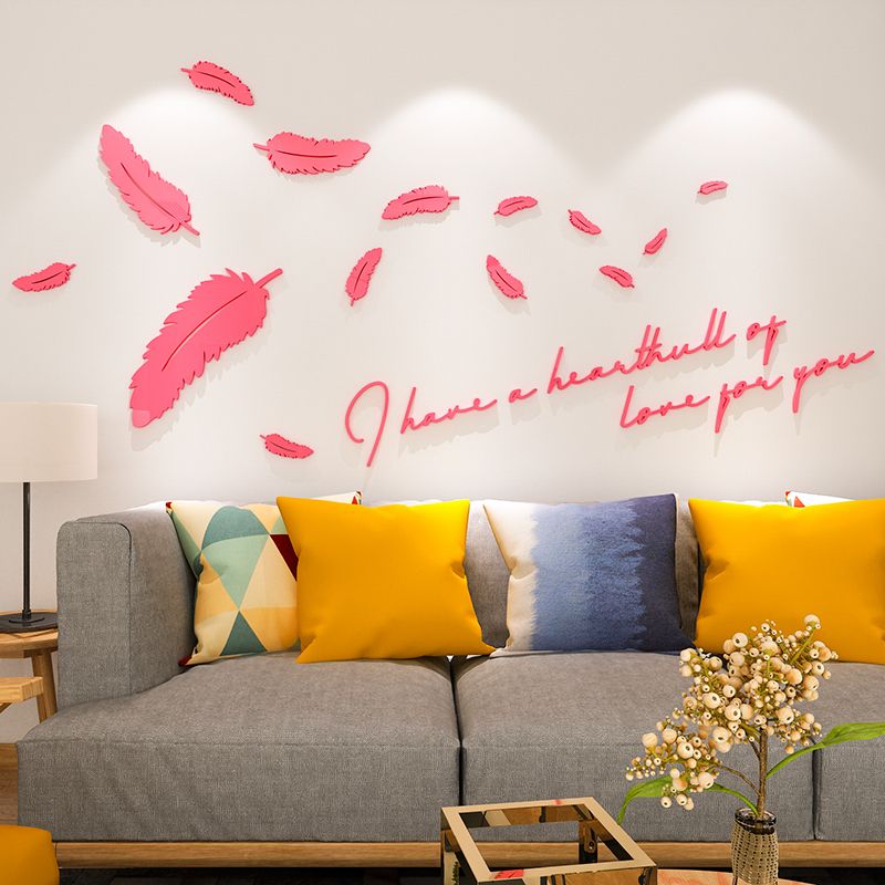 Tranh mica EPeBen dán tường nổi 3d hình lông vũ decor trang trí phòng khách phòng ngủ phong cách hiện đại