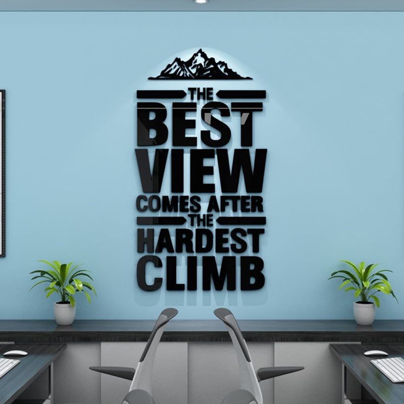 Tranh Mica 3d Dán Tường IDEA, STARTUP, BEST VIEW Trang Trí Văn Phòng Làm Việc, Phòng Tập Gym