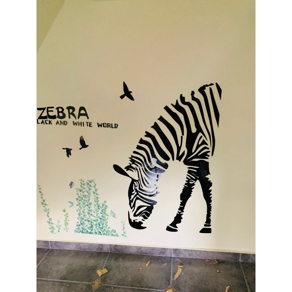 Tranh mica EPeBen dán tường nổi 3d hình chú ngựa vằn Zebra phong cách bắc âu hiện đại trang trí phòng khách, nhà cửa