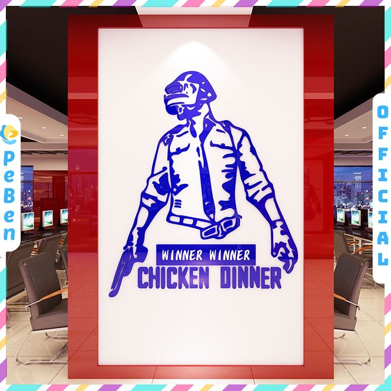 Tranh mica EPeBen dán tường nổi 3d hình pubg winner dinner chicken dinner decor trang trí quán game, net