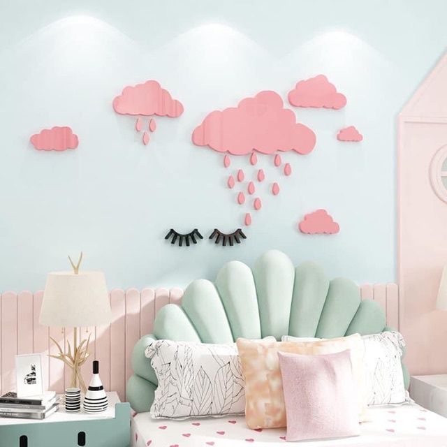 Tranh mica EPeBen dán tường nổi 3d hình dán tường đám mây dễ thương decor trang trí lớp học, mầm non, mẫu giáo