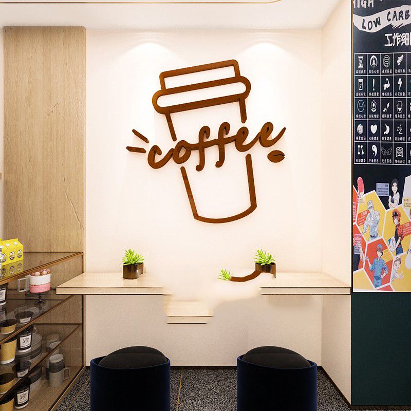 Tranh Mica 3d Dán Tường Chủ Đề Quán Coffee, Trang Trí Quán Cafe, Quán Nước, Quán Trà Tranh