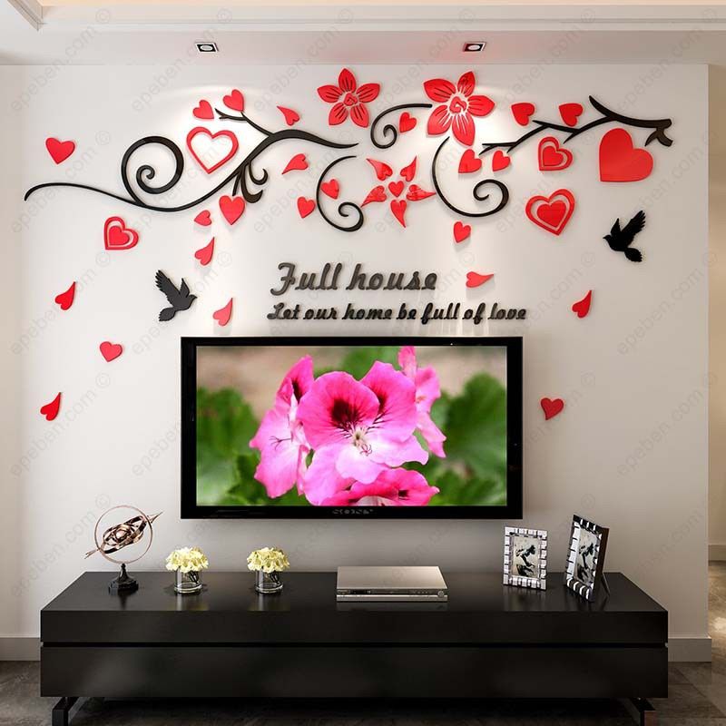 Tranh mica EPeBen dán tường nổi 3d hình ngôi nhà tràn đầy yêu thương decor trang trí phòng ngủ, phòng cưới