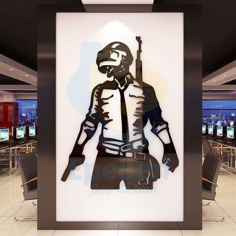 Tranh mica EPeBen dán tường nổi 3d hình pubg winner dinner chicken dinner decor trang trí quán game, net