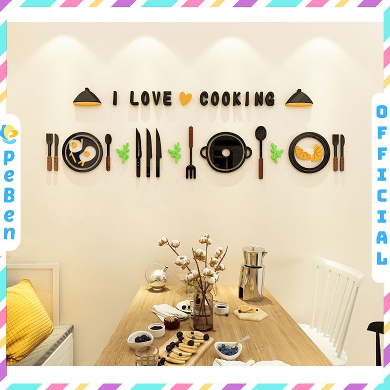 Tranh mica EPeBen dán tường nổi 3d hình dụng cụ bếp decor trang trí phòng bếp nhà ăn nhà hàng