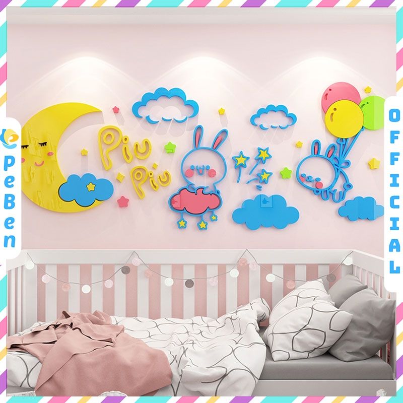 Tranh mica EPeBen dán tường nổi 3d hình piu piu decor trang trí mầm non, phòng cho bé