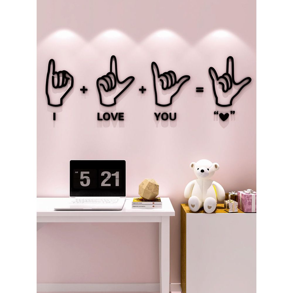 Tranh mica EPeBen dán tường nổi 3d hình bàn tay i love you decor trang trí phòng ngủ, phòng trọ, phòng cưới