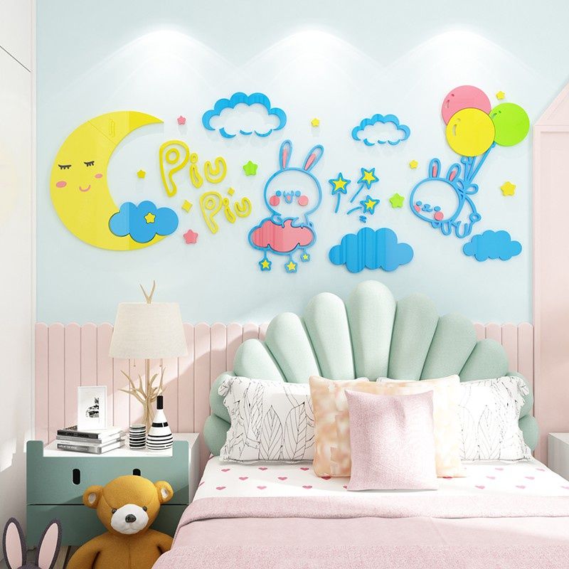 Tranh mica EPeBen dán tường nổi 3d hình piu piu decor trang trí mầm non, phòng cho bé