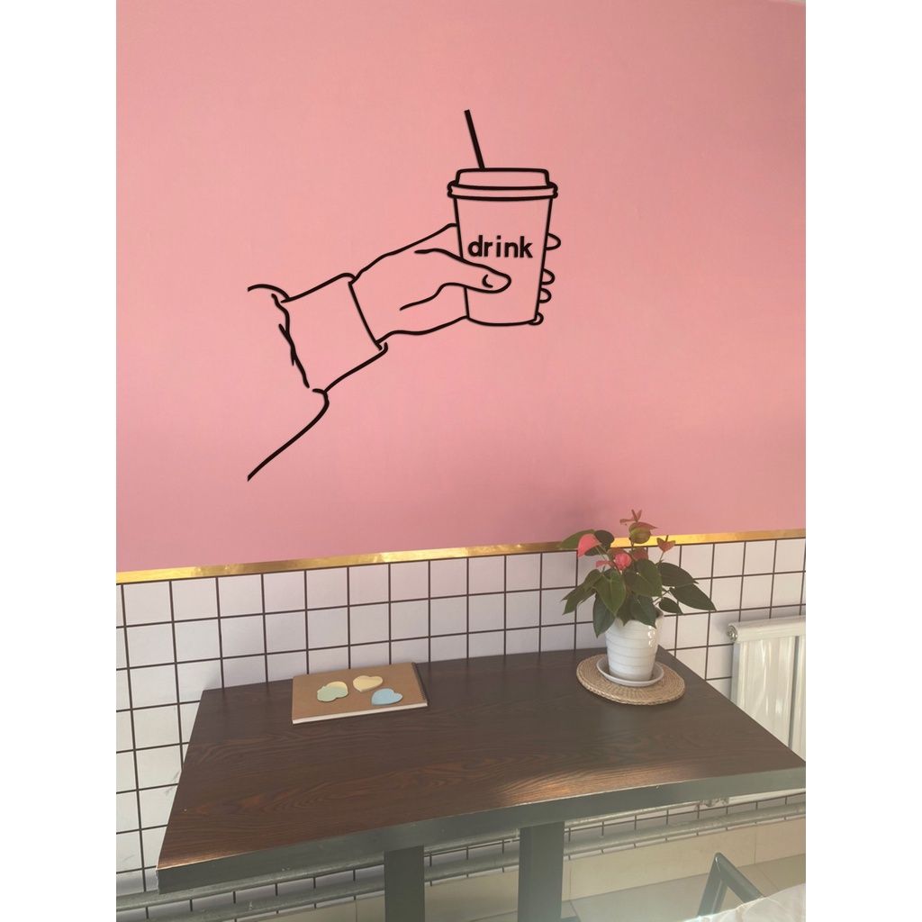 Tranh mica EPeBen dán tường nổi 3d hình welcome coffee, bông hồng decor trang trí quán cafe, trà sữa, quán ăn, nhà hàng