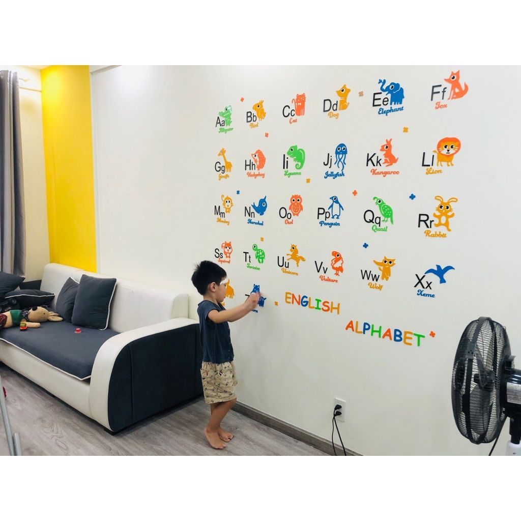 Tranh mica EPeBen dán tường nổi 3d hình bảng chữ cái tiếng anh decor trang trí mầm non, phòng cho bé