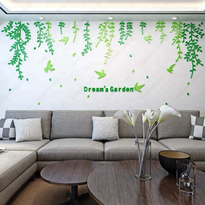 Tranh mica EPeBen dán tường nổi 3d hình khu vườn trong mơ decor trang trí phòng khách, phòng ngủ