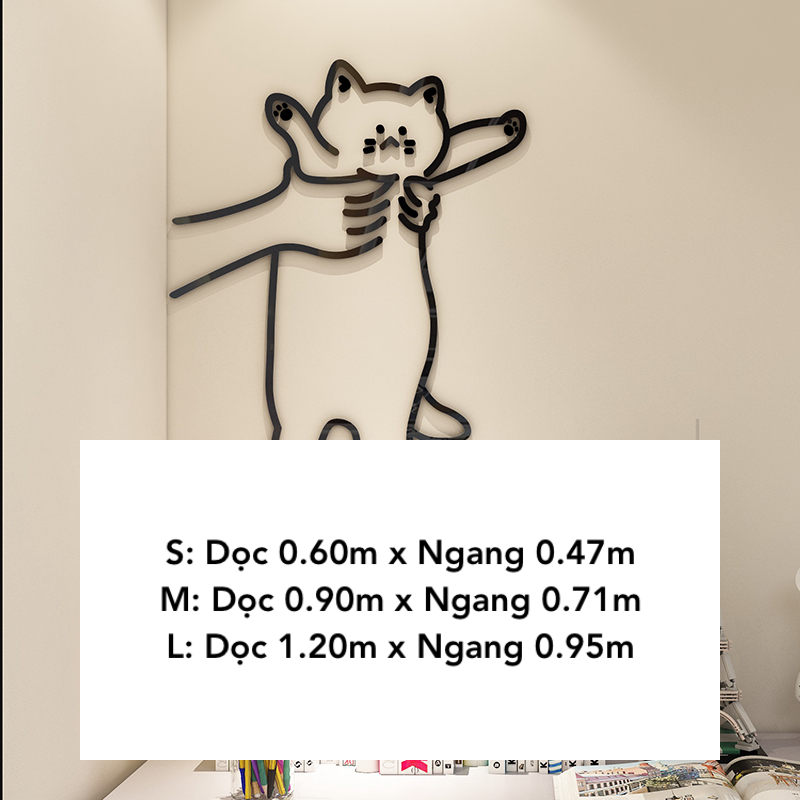 Tranh mica EPeBen dán tường nổi 3d hình Con Mèo Cào decor trang trí Phòng Ngủ, Dán Cửa