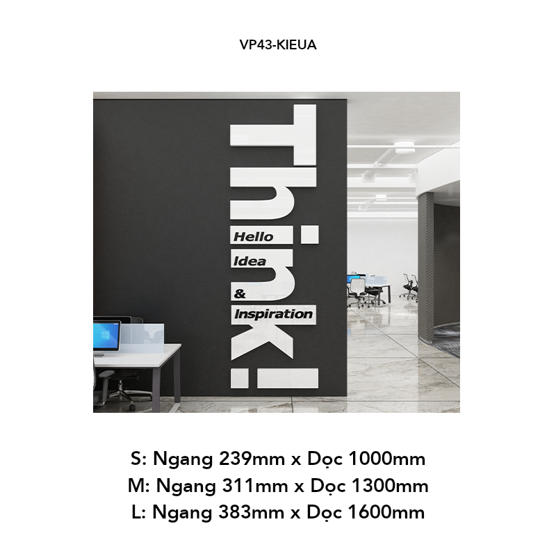 Tranh mica EPeBen dán tường nổi 3d hình Chữ Think Hello Idea decor trang trí Phòng Làm Việc, Phòng Gym, Phòng Học