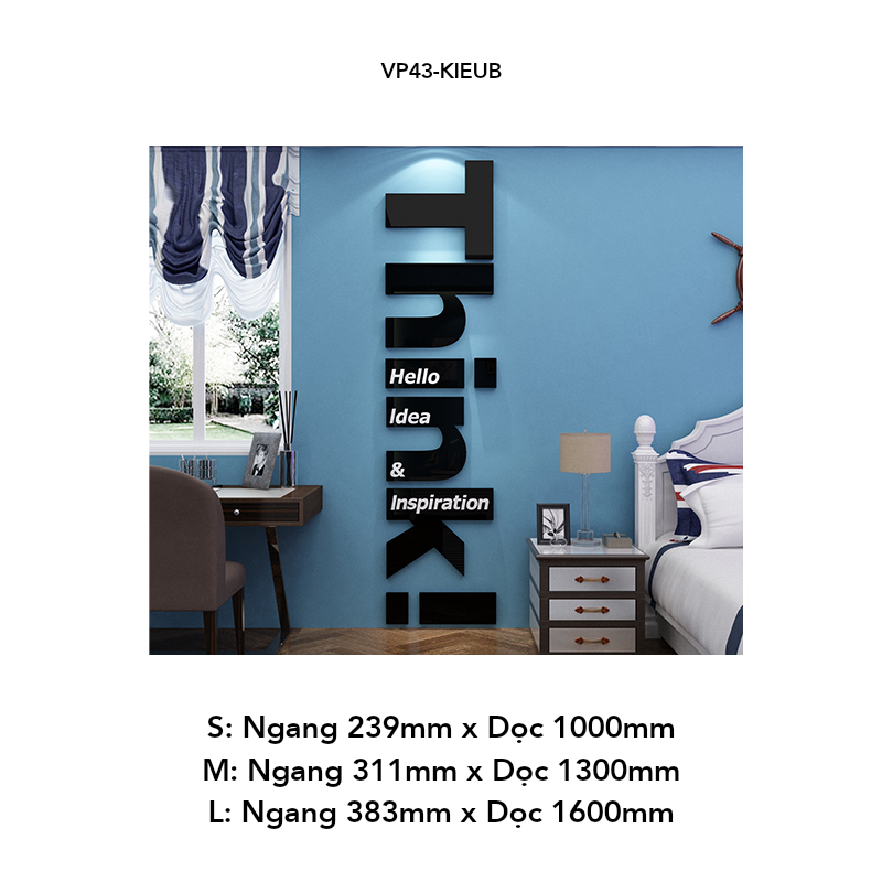 Tranh mica EPeBen dán tường nổi 3d hình Chữ Think Hello Idea decor trang trí Phòng Làm Việc, Phòng Gym, Phòng Học