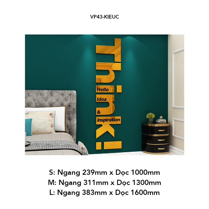 Tranh mica EPeBen dán tường nổi 3d hình Chữ Think Hello Idea decor trang trí Phòng Làm Việc, Phòng Gym, Phòng Học