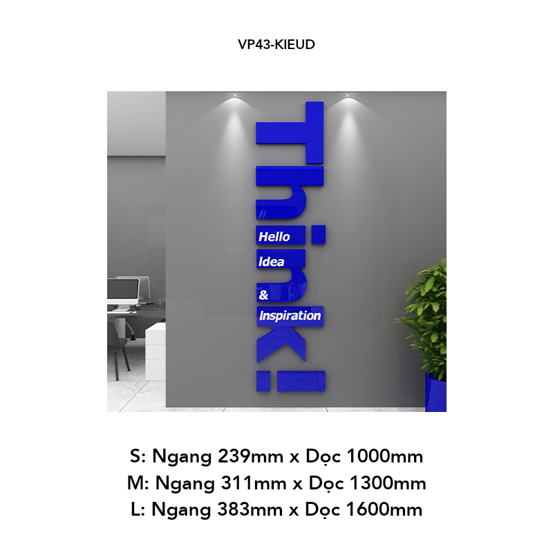 Tranh mica EPeBen dán tường nổi 3d hình Chữ Think Hello Idea decor trang trí Phòng Làm Việc, Phòng Gym, Phòng Học