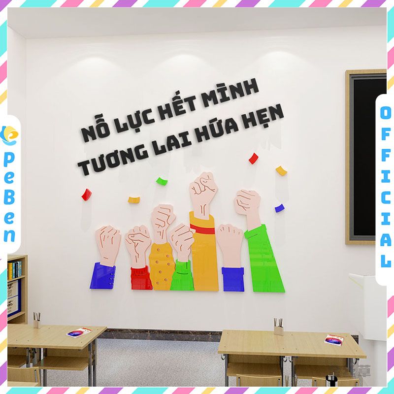 Tranh mica EPeBen dán tường nổi 3d Nỗ Lực Hết Mình Động Lực Làm Việc trang trí Văn Phòng, Lớp Học, Phòng Họp