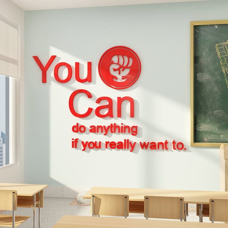 Tranh Mica EPeBen dán tường nổi 3d You Can trang trí Phòng họp ,Văn Phòng