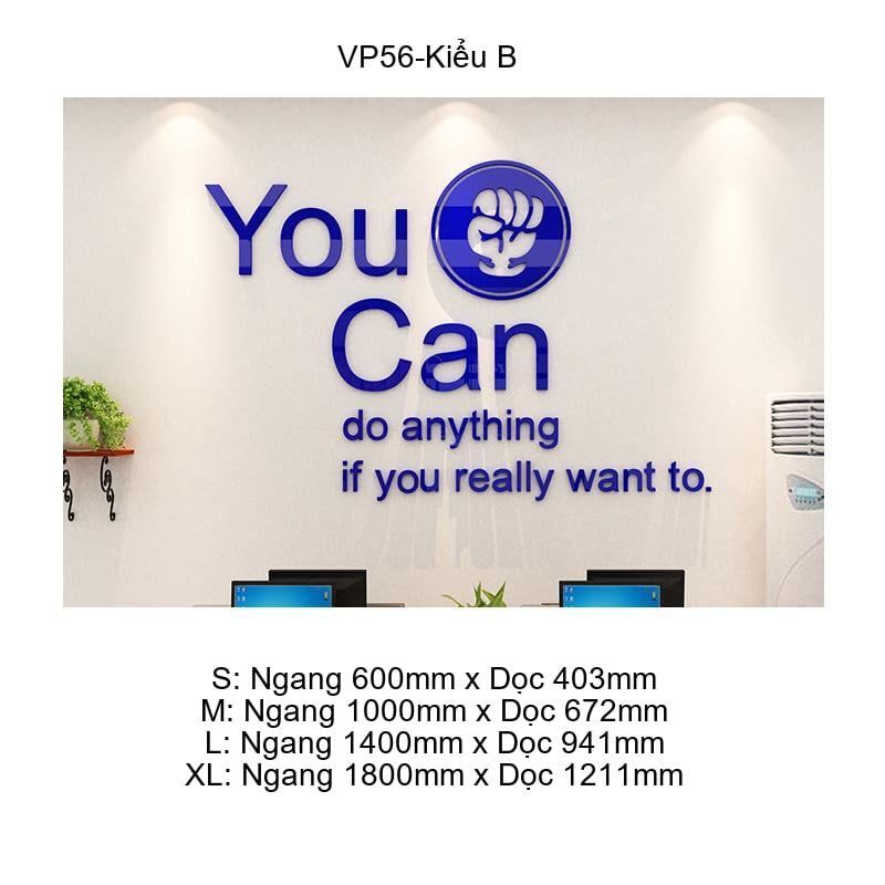 Tranh Mica EPeBen dán tường nổi 3d You Can trang trí Phòng họp ,Văn Phòng