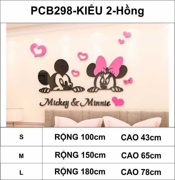 Tranh mica EPeBen dán tường nổi 3d hình mickey và minnie dễ thương decor trang trí phòng ngủ vợ chồng, phòng cho bé