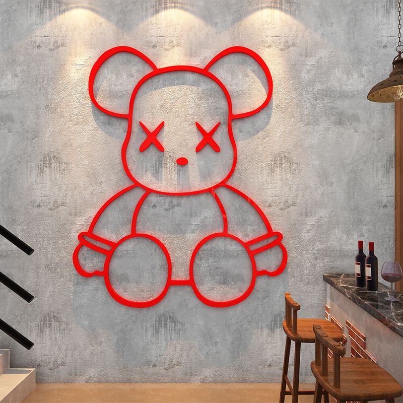 Tranh mica EPeBen dán tường nổi 3d hình gấu Kaws Bearbrick siêu ngầu, trang trí quán ăn, shop thời trang, spa làm đẹp
