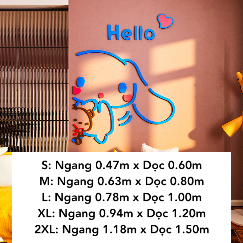 Tranh mica EPeBen dán tường nổi 3d hình Thỏ Dễ Thương decor trang trí Phòng Cho Bé, Phòng Khách