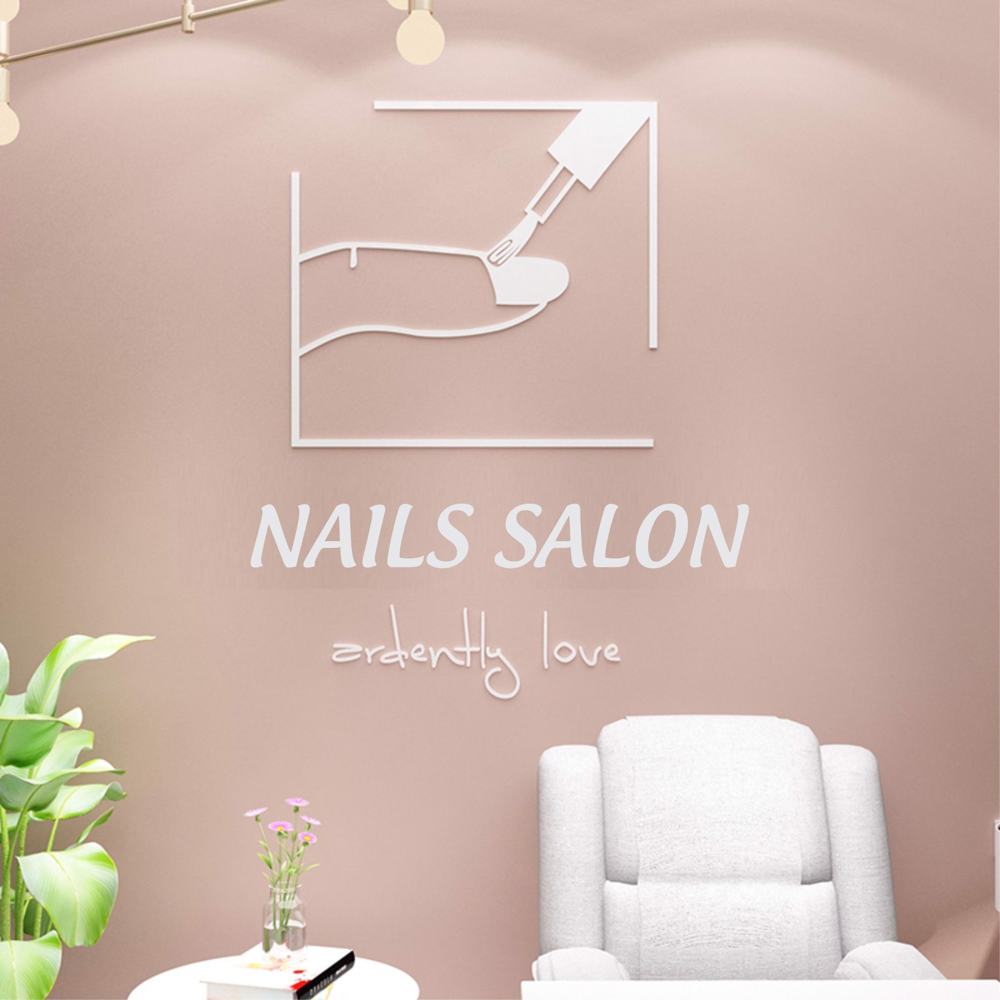 Tranh mica EPeBen dán tường nổi 3d hình ngón tay trang trí cửa hàng làm móng tay và lông mi, thẩm mỹ viện, salon, nail