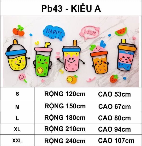Tranh mica EPeBen dán tường nổi 3d hình love trà sữa, happy milk tea trang trí cửa hàng trà sữa, trà tranh, quán nước