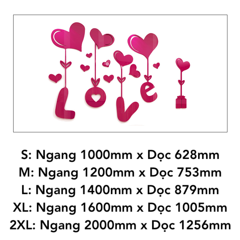 Tranh mica EPeBen dán tường nổi 3d hình Trái Tim Chữ Love decor trang trí Phòng Ngủ, Phòng Khách