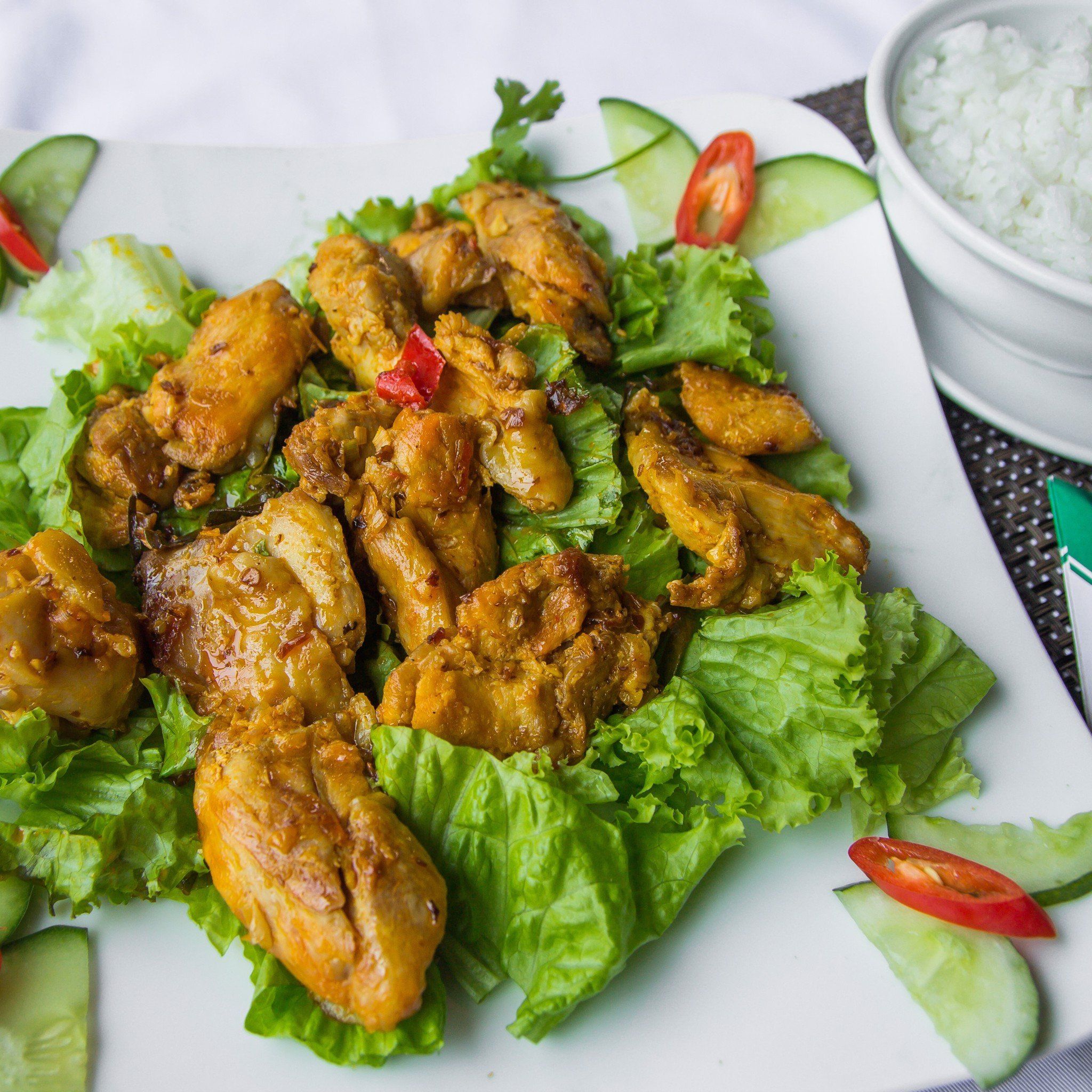 Grilled pork w\satay, onion+ rice - Heo Nướng Saté + Cơm