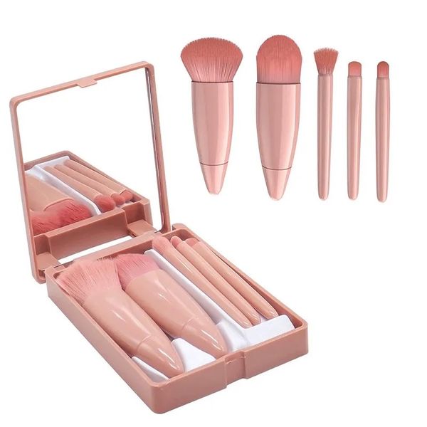 SET CỌ - Bộ cọ trang điểm makeup cá nhân 5 món màu hồng Vintage hộp gương