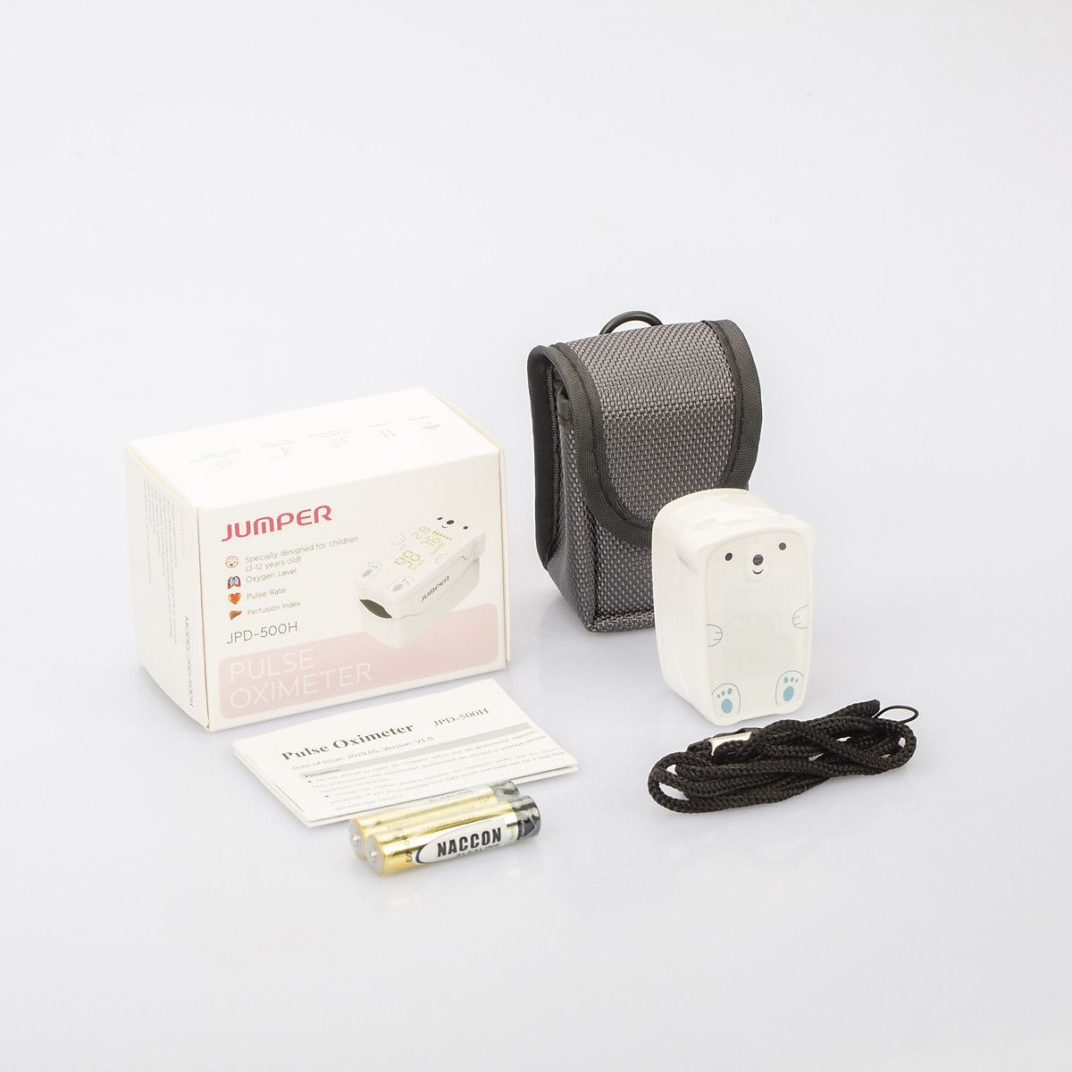 Máy đo nồng độ oxy máu SPO2 Jumper JPD-500H, Màn hình LED, chỉ số PI dùng cho người lớn và trẻ em