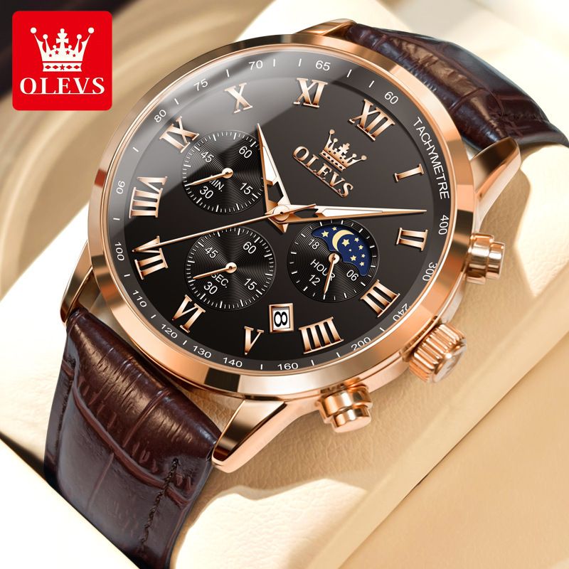 Đồng hồ OLEVS nam đa chức năng thời trang, sử dụng dây da cao cấp