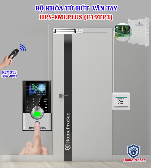 HPS- EMLPLUS ( F19TP3)- Bộ Khóa Từ Hút Vân Tay Thông Minh HomeProSec HPS- EMLPLUS ( F19TP3)