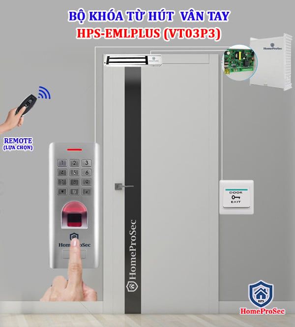 Bộ Khóa Từ Hút Vân Tay HPS- EMLPLUS ( VT03P3)