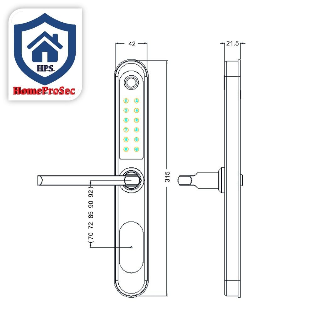 Khóa vân tay cửa nhôm HPS- 3367