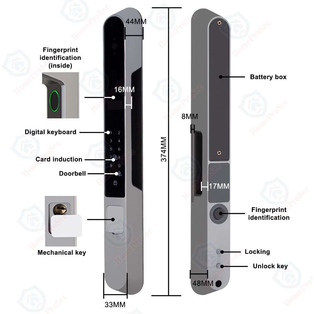  Khóa 2 vân tay cửa nhôm tự động HPS-  3388 (Tuya) 