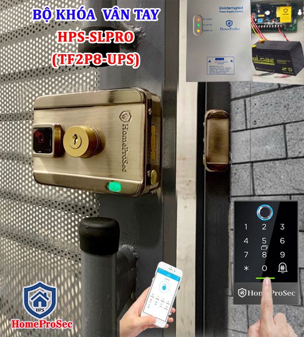 HPS- SLPRO ( TF2P8 - UPS)- Bộ khóa cổng vân tay thông minh HomeProSec HPS- SLPRO ( TF2P8 - UPS)