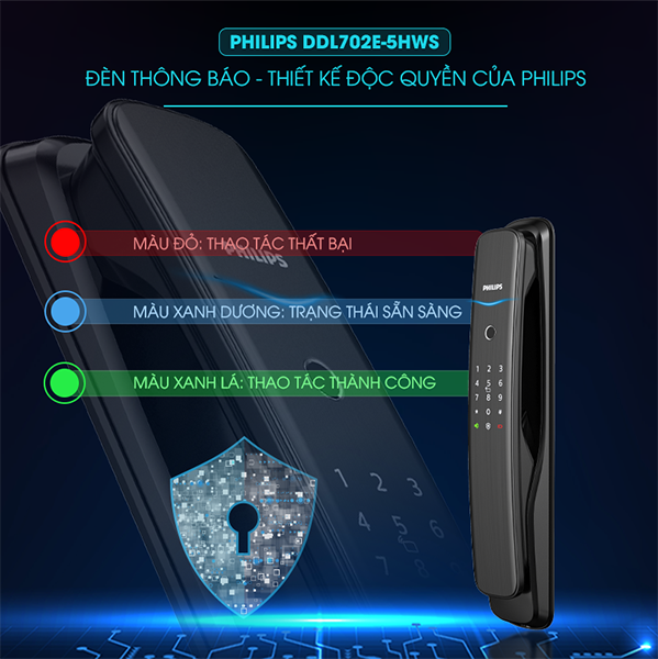 Khóa cửa vân tay Philips DDL 702E-5HWS