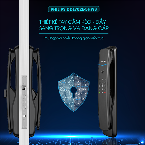Khóa cửa vân tay Philips DDL 702E-5HWS