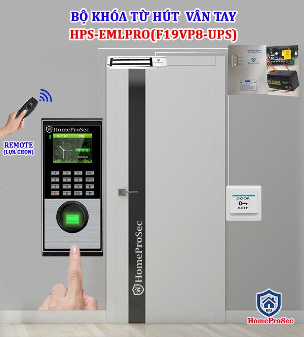  Bộ Khóa Từ Hút Vân Tay HPS- EMLPRO ( F19NP8 - UPS) 