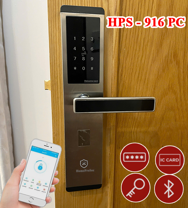 Khóa cửa gỗ Mật mã/ Thẻ từ/ App HPS- 916PC- TTlock