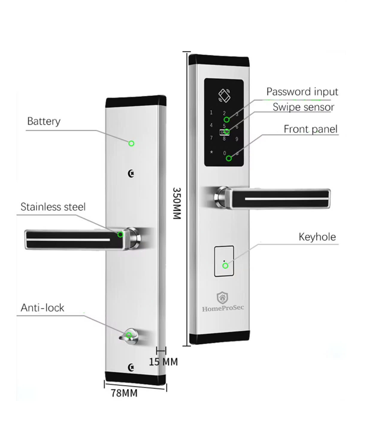 Khóa cửa gỗ Mật mã/ Thẻ từ/ App HPS- 916PC- TTlock