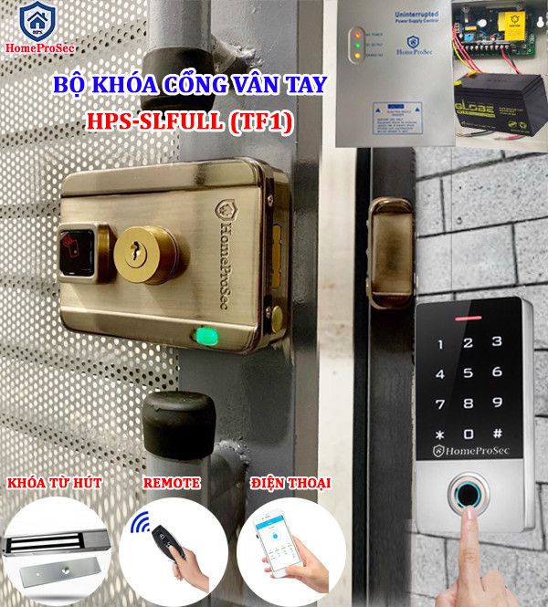 HPS- FULL ( TF1FULL) - Bộ khóa cổng vân tay thông minh HomeProSec HPS- FULL ( TF1FULL)