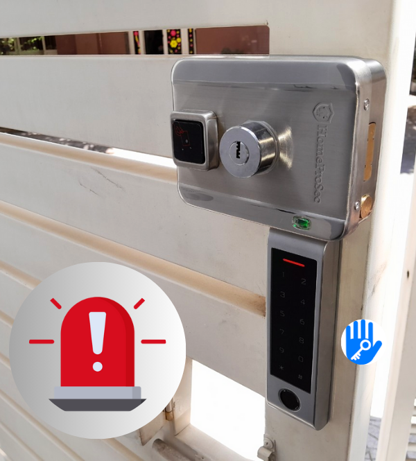 Khóa cổng vân tay inox có báo động HPS- SLPLUS ( HF5P3- Alarm)