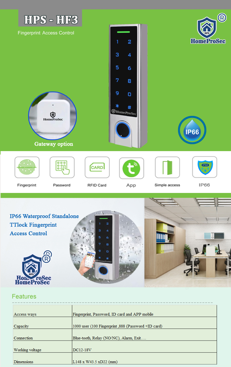 Vân tay ngoài trời HPS- HF3 ( Ttlock)