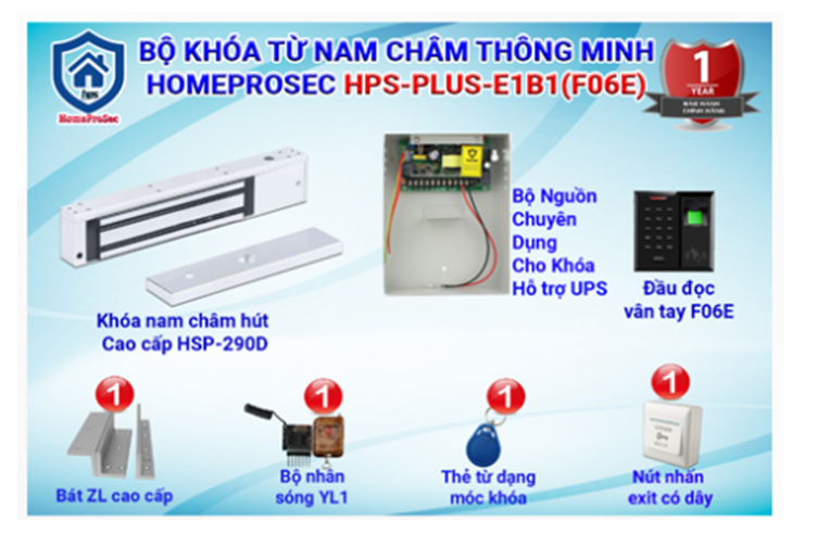 HPS- PLUS- E1B1 ( F06E )- BỘ KHÓA TỪ NAM CHÂM ĐIỆN TỬ THÔNG MINH HPS- PLUS- E1B1 ( F06E )