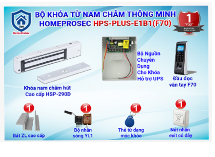 HPS- PLUS- E1B1 ( F70 )- BỘ KHÓA TỪ NAM CHÂM ĐIỆN TỬ THÔNG MINH HPS- PLUS- E1B1 ( F70 )